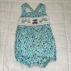 Beau Et Belle Reversible Smocked Christmas Cars Bubble Size 3 Months